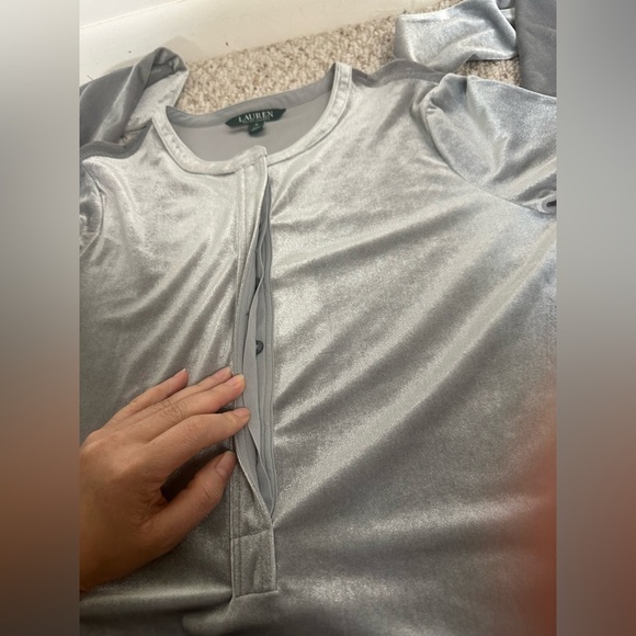 Ralph Lauren Elegant Velvet Gray long sleeve Top size M - Picture 10 of 10